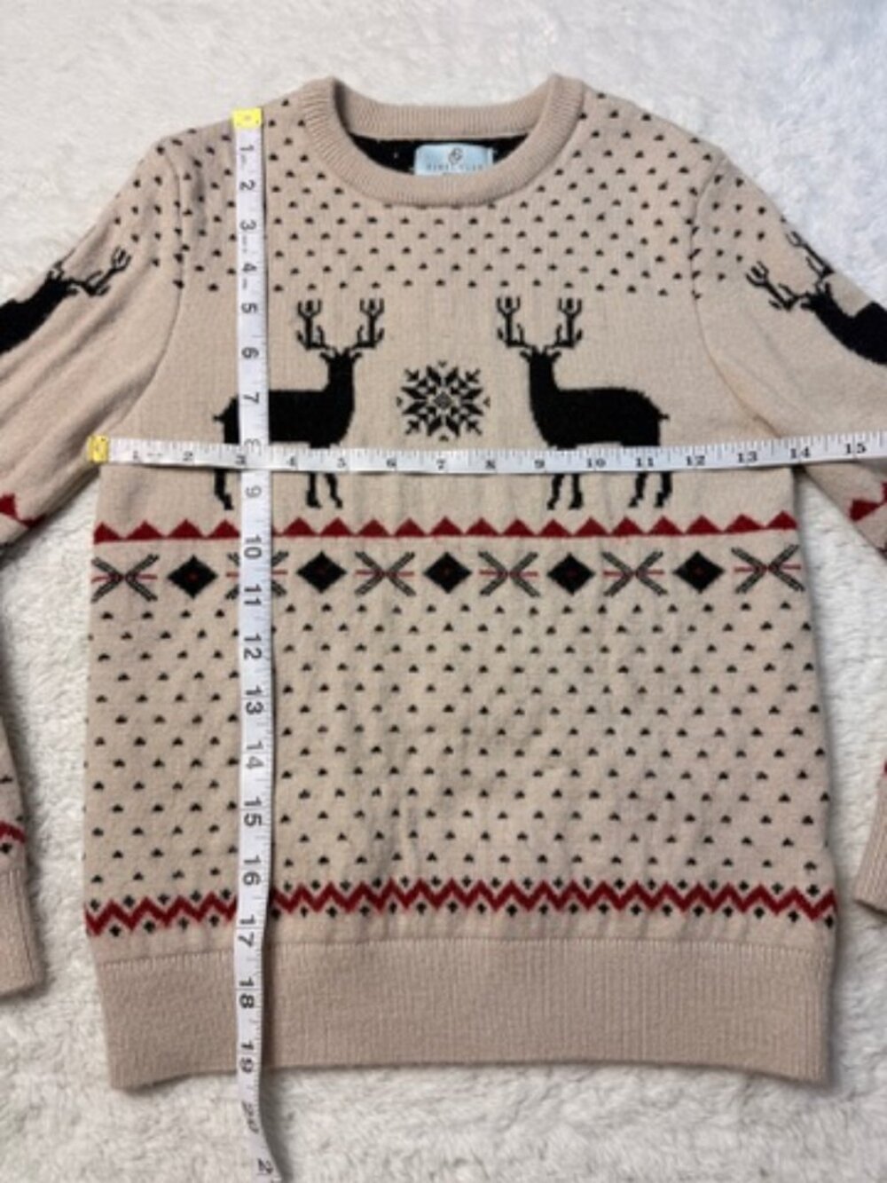 Class Club Boys Fair Isle Reindeer Christmas Sweater Size 8 Beige Knit - Picture 3 of 6